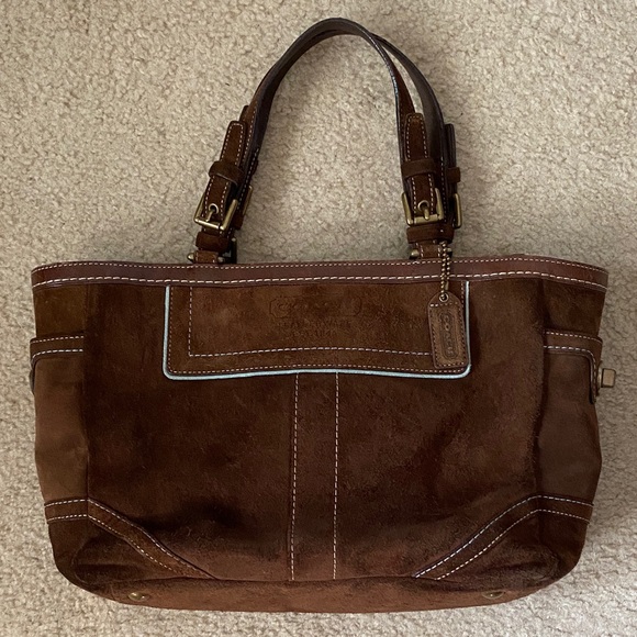Coach Dark Brown Suede Tote - Picture 1 of 16